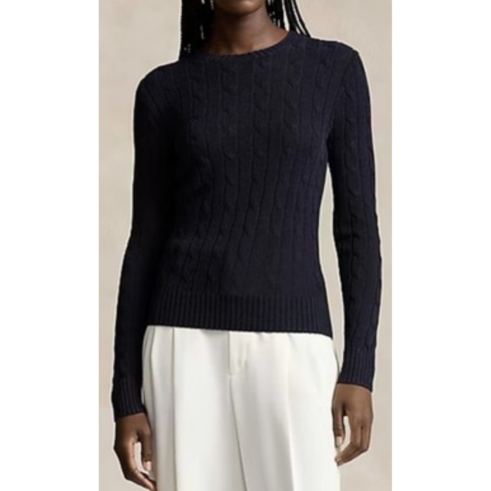 Ralph Lauren Black Label Black Slim Fit Cashmere Cable Knit Sweater Luxury M
